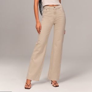 Abercrombie High Rise 90s Relaxed Jean , Oat, 30 SHORT